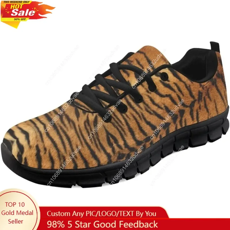 

Tiger Skin Print Black Orange Stripes Sports Shoes Lace Up Sneakers Breathable Sneaker for Men Womens Boy Girl Teenager Child