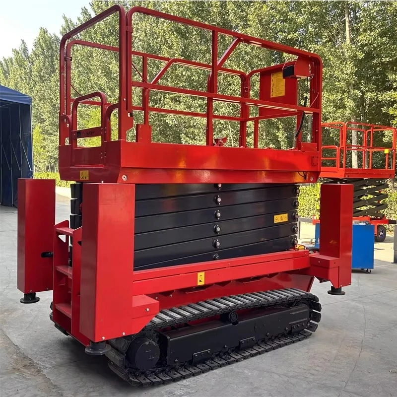 6m 8m 10m 12 m  Hydraulic Electric Drive Lifting Platform Tracked Self-Propelled Lifting Platform  Self Leveling Support Legs