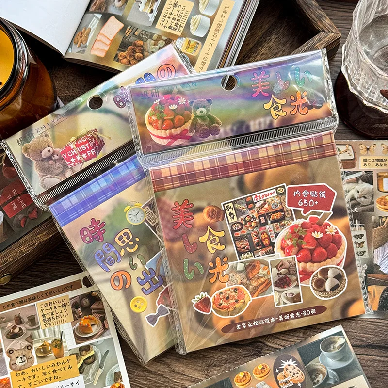 

30sheets Romantic Memory Series Kawaii Japanese Cuisine Die Cutting Stickers Book Creative Handbook DIY Scrapbook Stickers