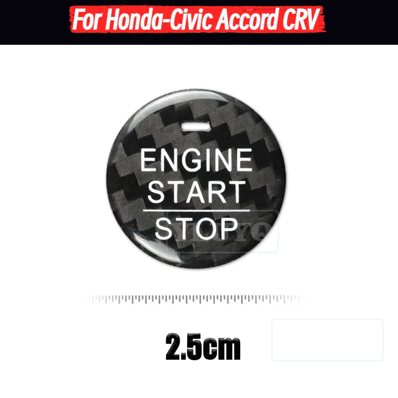 

For Honda-Civic Accord CRV Car Engine One Button Start Button Decorative Sticker Carbon Fiber Interior Accessories