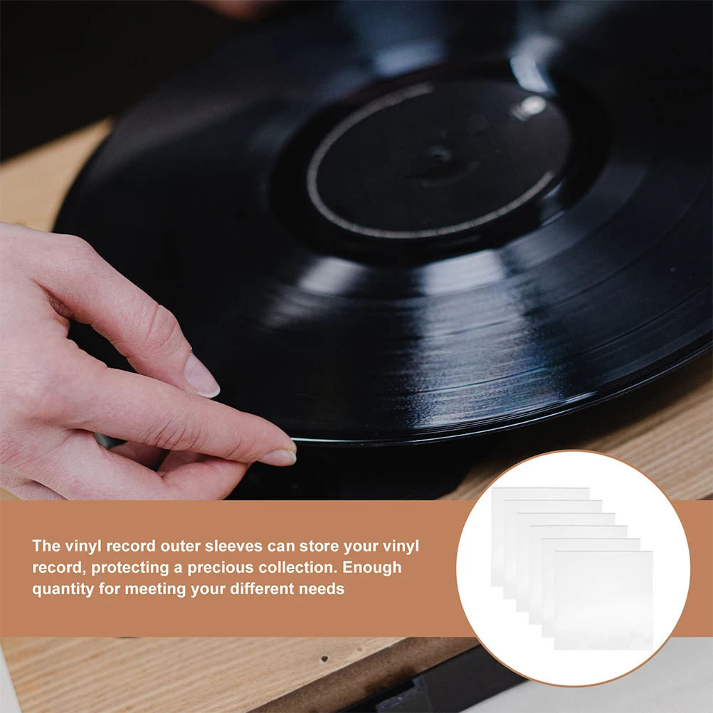 

25Pcs Black Vinyl Record Protective Bag Self Adhesive Outer Sleeves Dust Waterproof Scratches Resistant for Album Storage