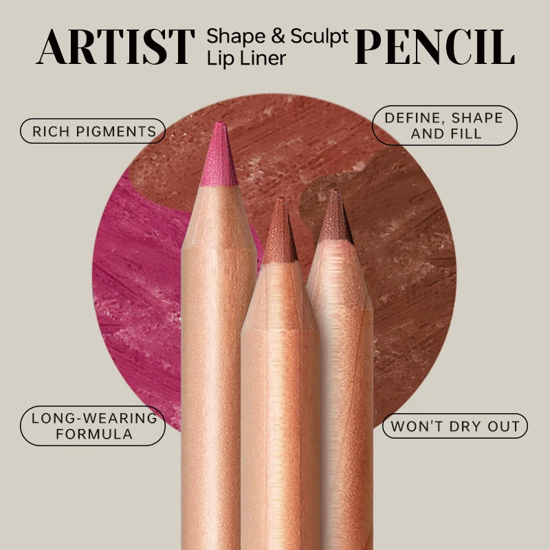 Matte Lip Liner Set - Hoog pigment, langdurige en gladde toepassing, romige textuur voor alle huidtypes - 6 stuks