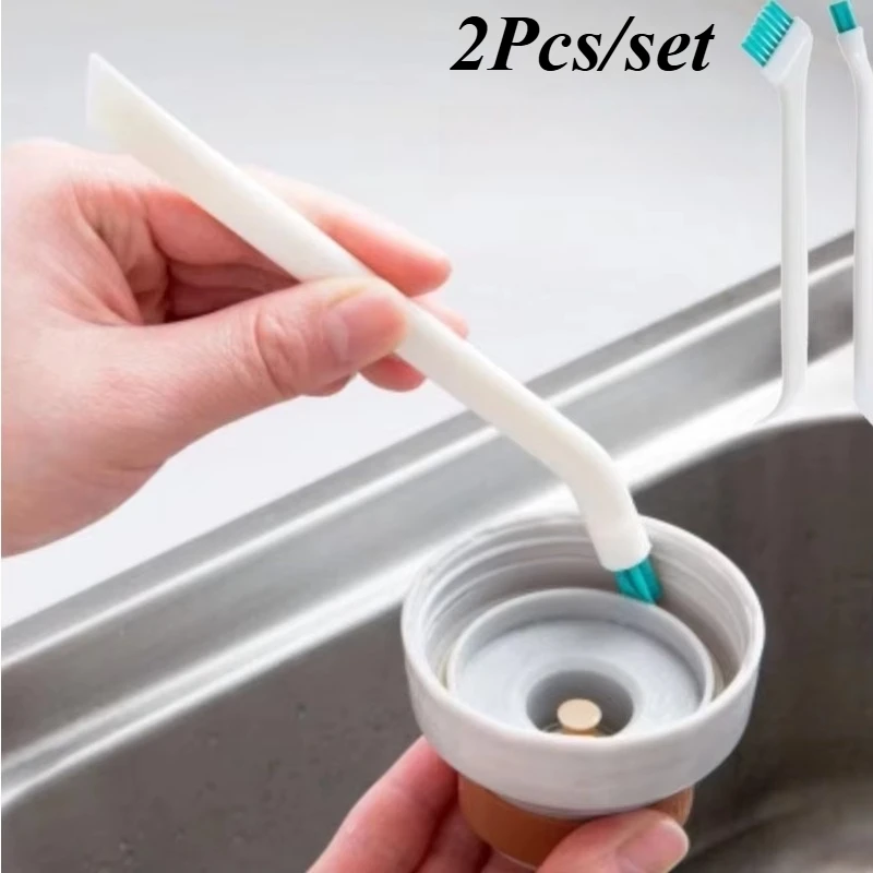 2Pcs Set Long Handle Narrow Gap Cleaning Brush Portable Baby Bottle Crevice Brush Household Kitchen Small Tool