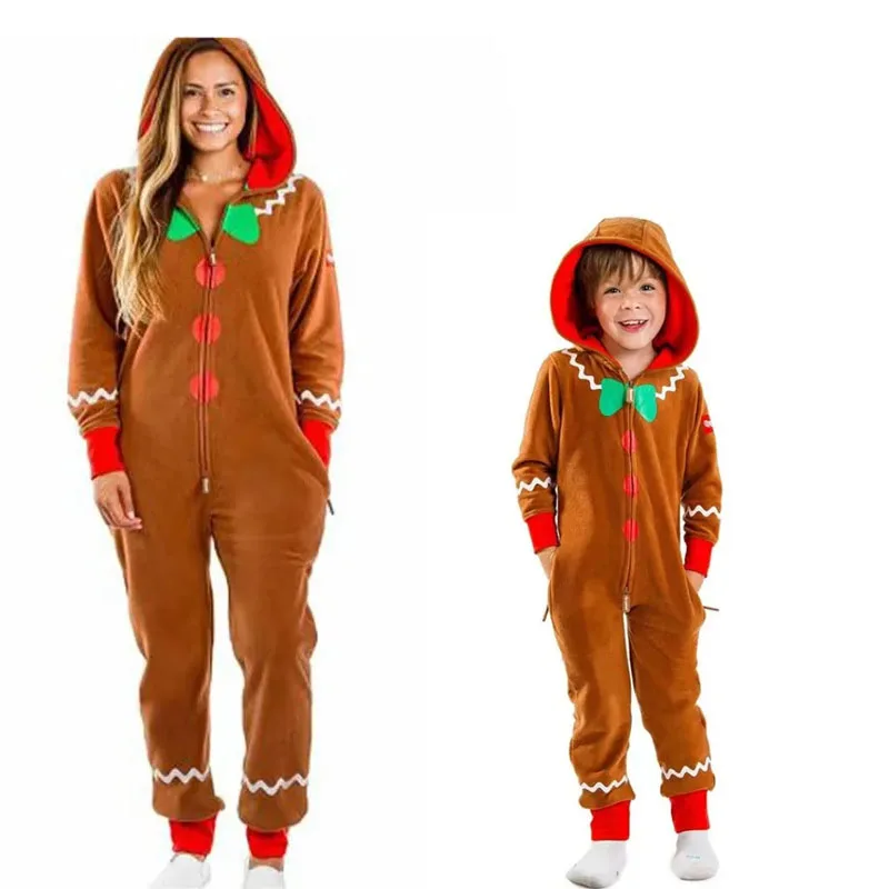 

Christmas Gingerbread Man Halloween Kids Adult Costumes Skeleton Knight Gingerbread Man Cosplay Jumpsuit Gingerbread Man Costume