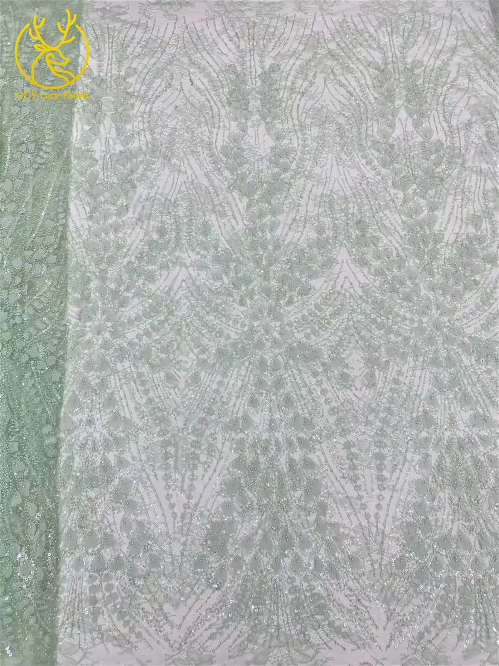 Eleganter Nigerianischer Bestickter Pailletten-Spitzenstoff 2026 Hochwertiger Afrikanischer Französischer Perlen-Spitzenstoff für Damenkleider Nähen – Detail 16