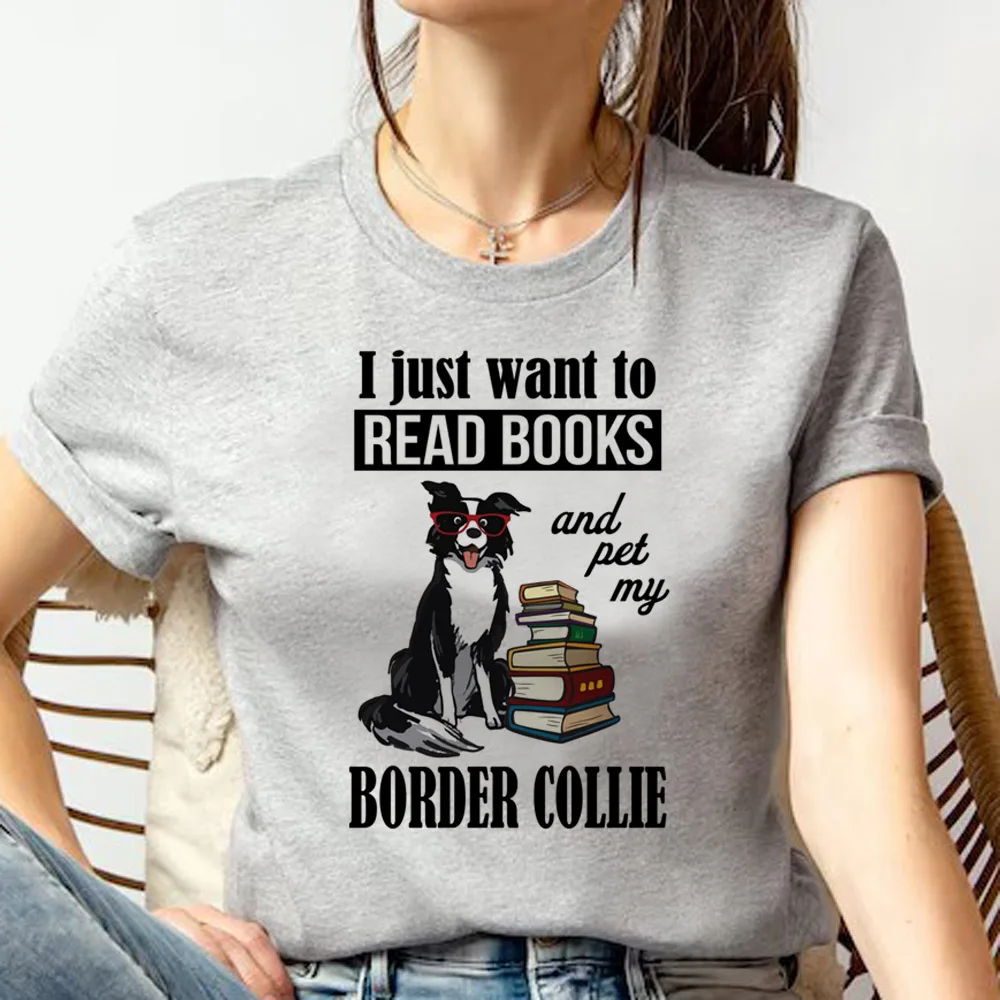 Border Collie tshirt women harajuku streetwear top girl funny y2k manga clothing