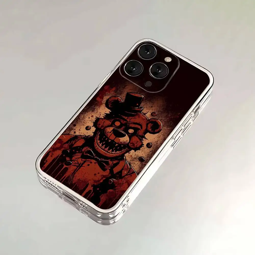 Funda de teléfono F-Fnaf Five-Nights-At-Freddys para iPhone 16,15,14,13,12,11,17 Pro,Max,Plus,X,XS,XR,SE,Mini funda suave transparente