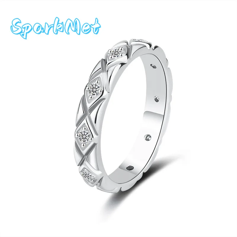 

SparkMet настоящий муассанит с бриллиантовой текстурой, обручальные кольца с сертификатом, пройденный тест на бриллианты, женское кольцо, ювелирное изделие, подарок, серебро S925