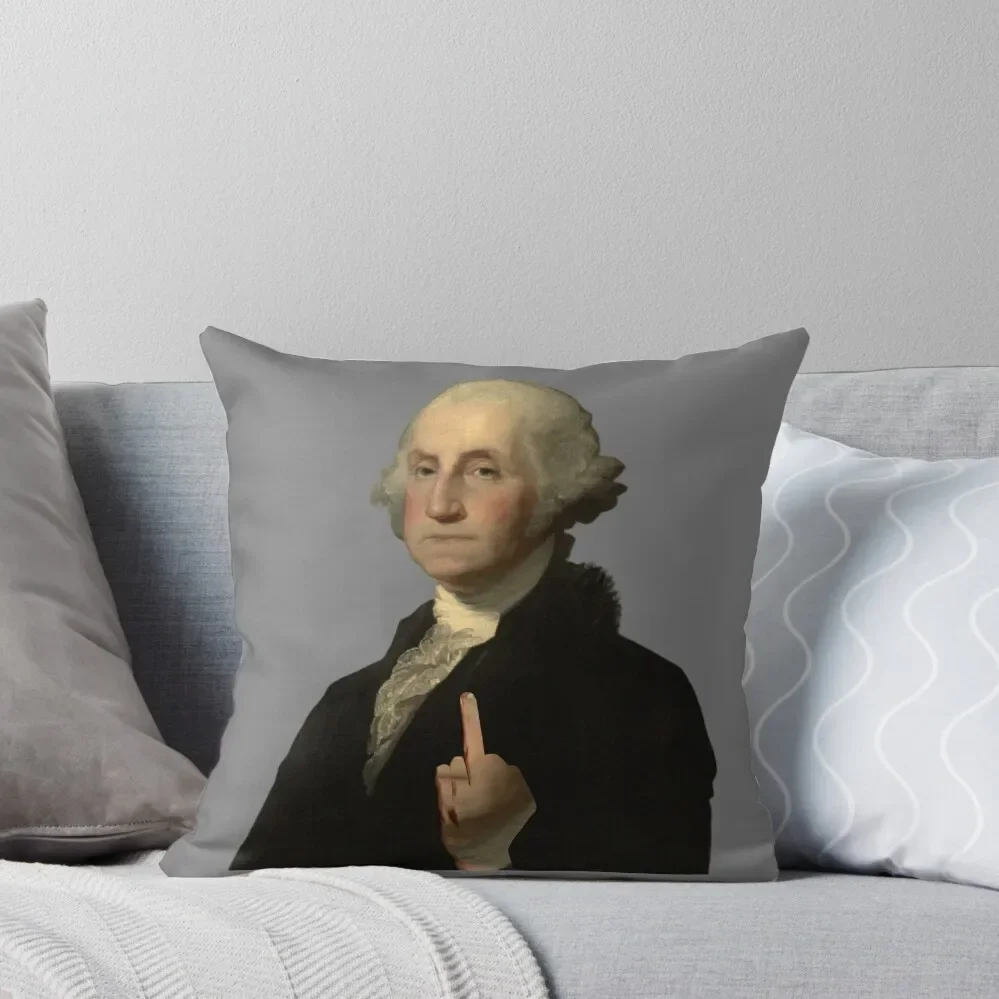 George Washington Middle Finger Funny Poster Throw Pillow Christmas Pillow Covers Decorative Cushion Cover Pillowcase Pillow