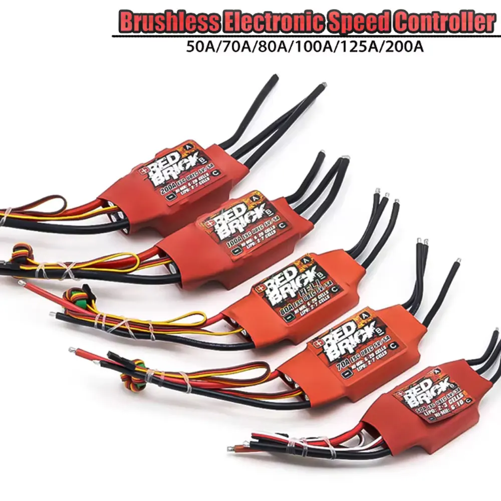 

Red Brick 50A 70A 80A 100A 125A 200A 2-3S 2-7s Бесщеточный ESC Электронный регулятор скорости BEC для FPV Мультикоптер Запчасти для дронов