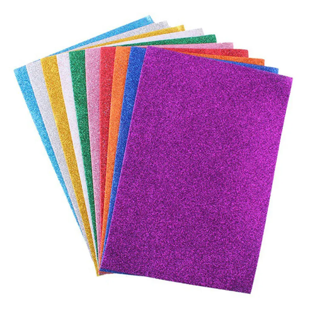 10Pcs 2mm Thick Self Adhesive Glitter EVA Foam Sheets Colorful Sponge Paper for Handicraft Arts and Crafts DIY Project Classroom