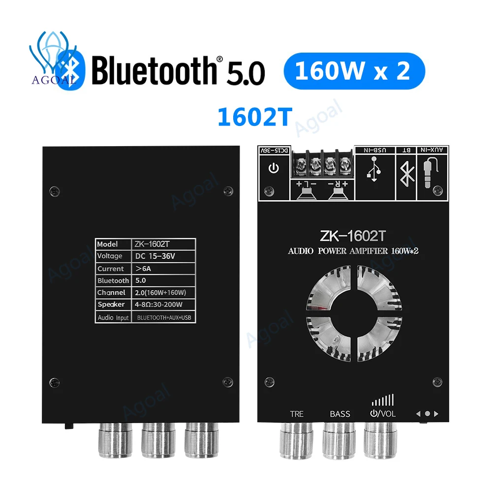 

1602T TDA7498E Bluetooth 5.0 Subwoofer Amplifier Board 2*160W 2.0 Channel High Power Audio Stereo Amplifier Board Bass AMP