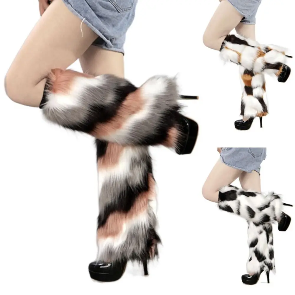 Imitation Fur Faux Fur Furry Leg Warmers Y2K Luxury Plush Boots Cover Leggings Sleeve Knee High Thicken Warm Leg Cover Lolita JK