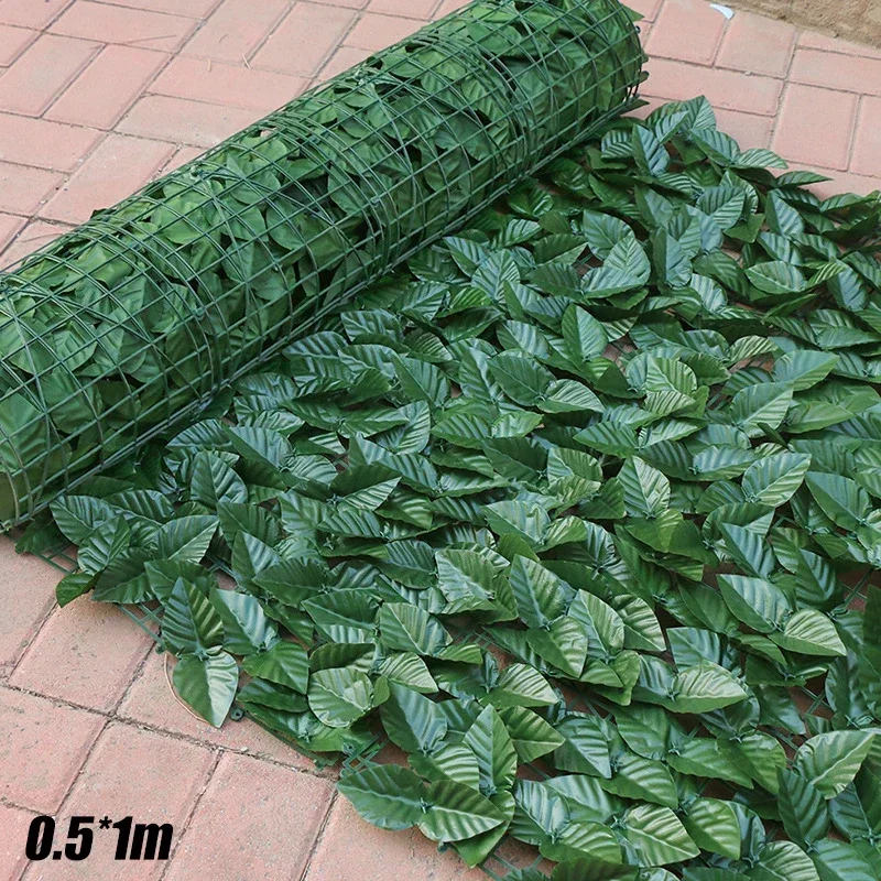 Artificial Faux Green Leaf Garden Plant Fence Privacy Screen Rattan Outdoor Hedge 0.5x1M Home Decorative Panel for Garden