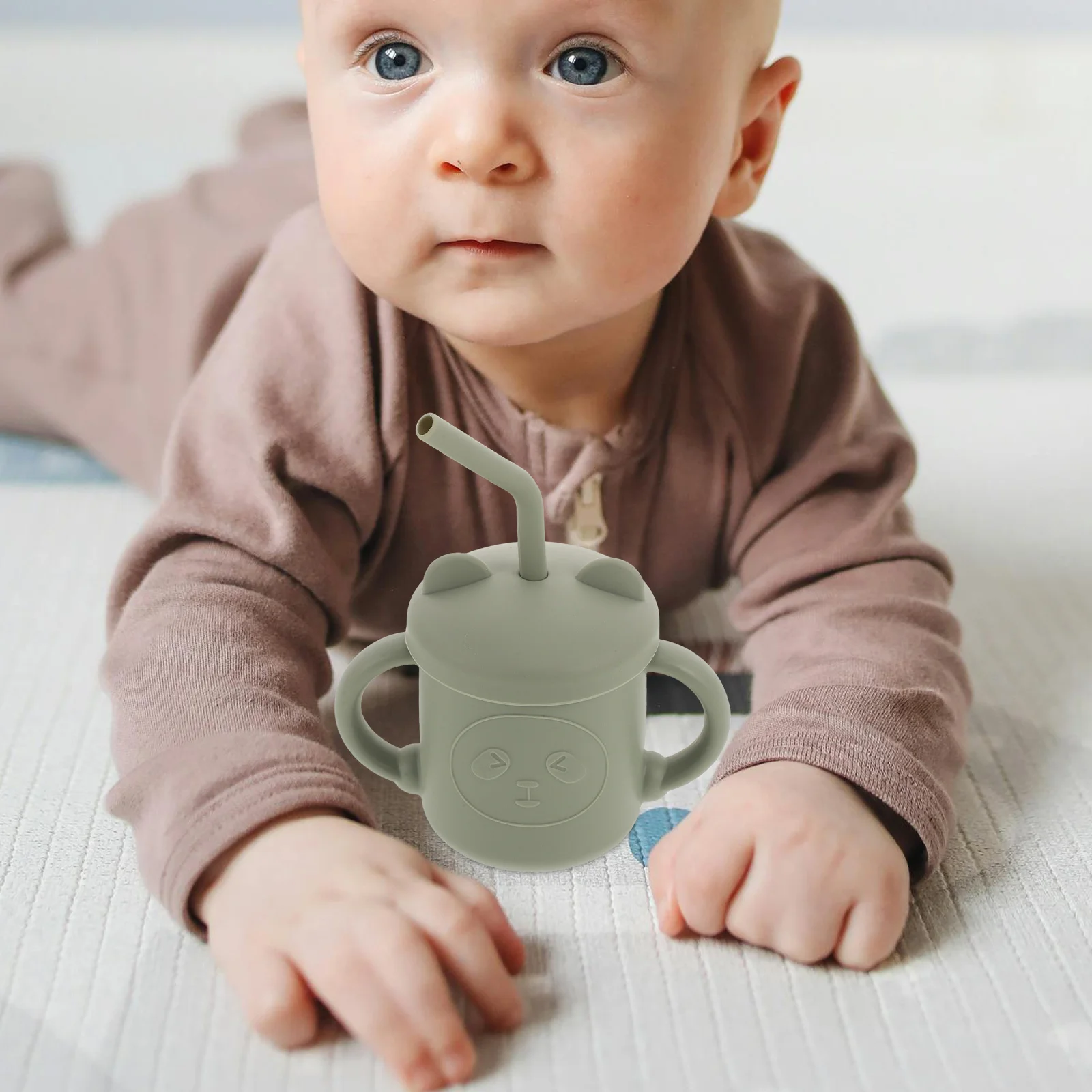 

Baby Training Cup Silicone Straw Cup Ergonomic Handle Spill Proof Lightweight Toddler Drinking Cups Infant Training Cups