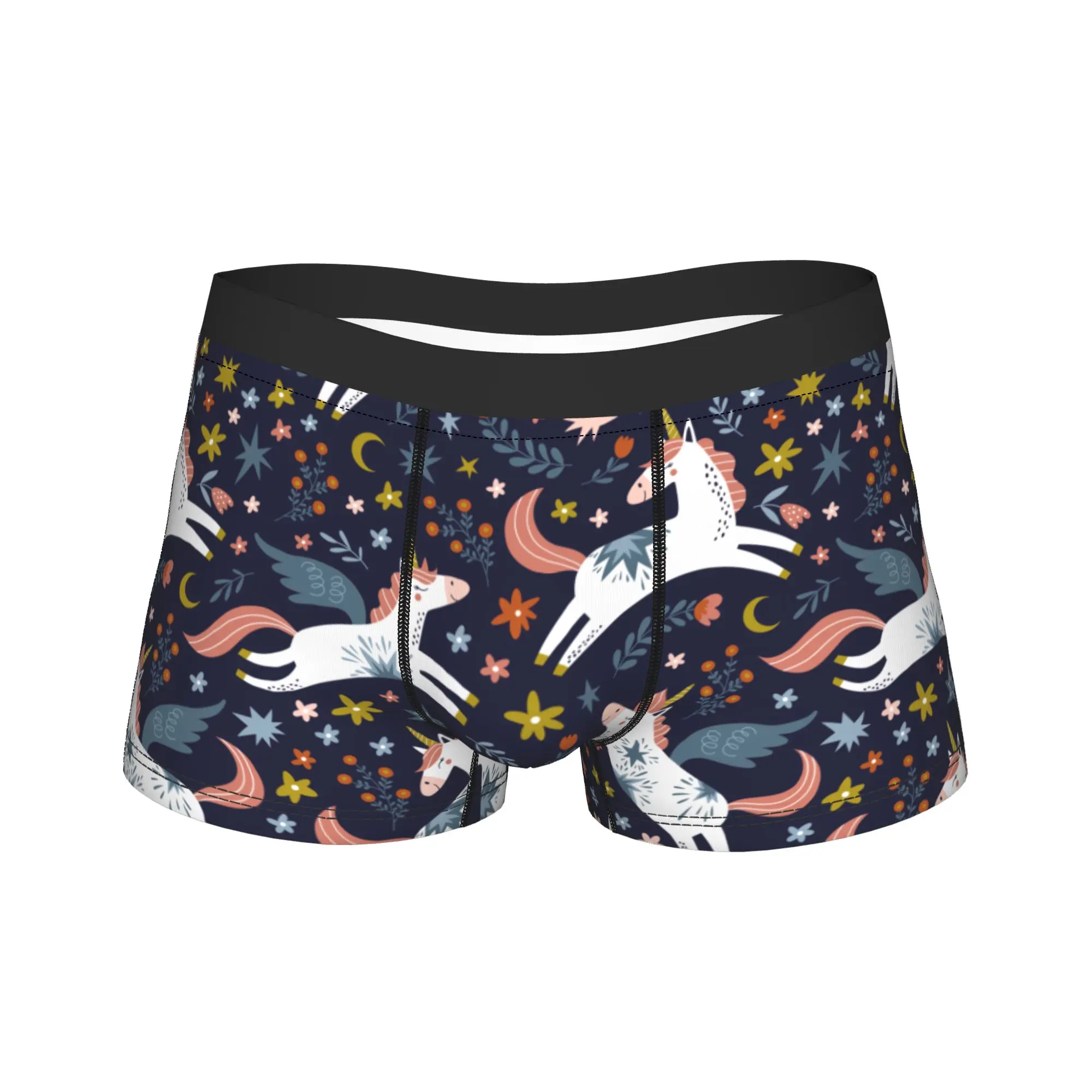 

Men's Cartoon Cute Unicorn Long Underwear Sexy Boxer Briefs Shorts Panties Male Mid Waist Underpants M-XXL