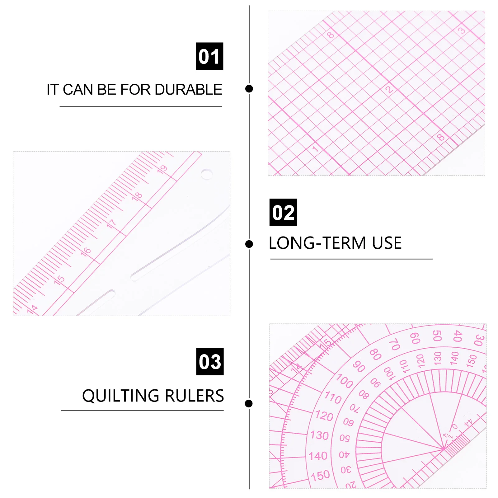 4 Pcs Clear Ruler Cutting Sewing Rulers and Guides for Fabric Quilting Supplies