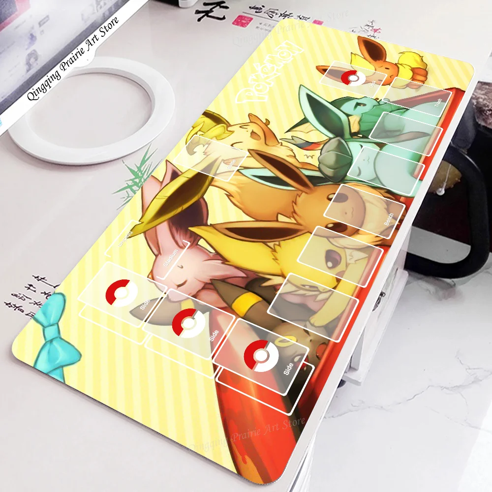 P-Pokemon Game Anime Battle Mousepad Mouse Mat حصيرة مكتبية مع وسادة ملحقات الألعاب Prime Gaming XXL لوحة المفاتيح حصيرة الحشو