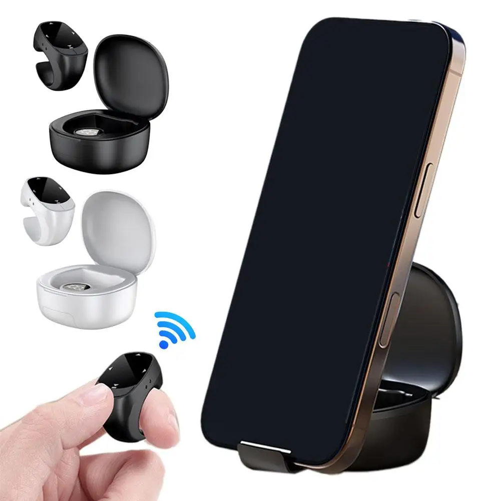 ワイヤレス Bluetooth ページターナーリモコン、電話カメラ用フィンガーシャッターセルフィータイマー、スクロール閲覧読書コントロール I8S2