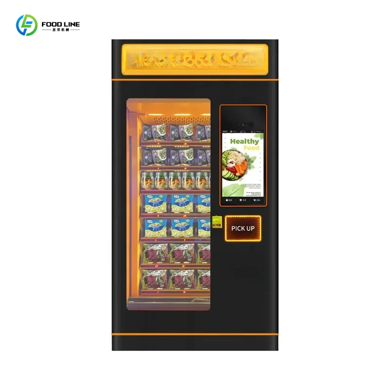 Factory Price Automatic Snack Vending Machine Fresh Fruit Salad Vegetable Frozen Food Black for Sale Customized