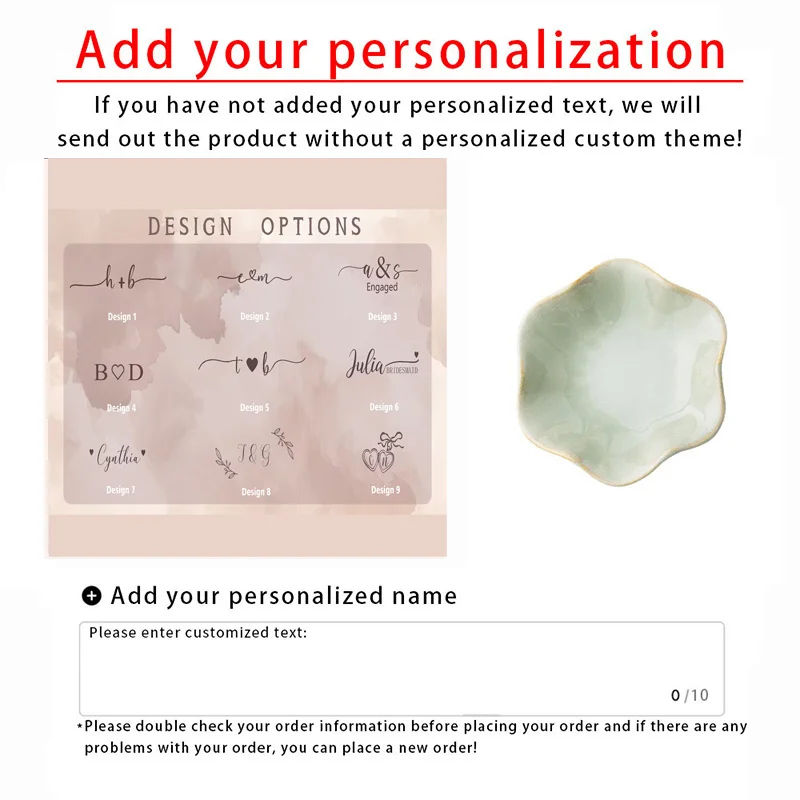 Personalized Ceramic Ring Dish with Custom Initials