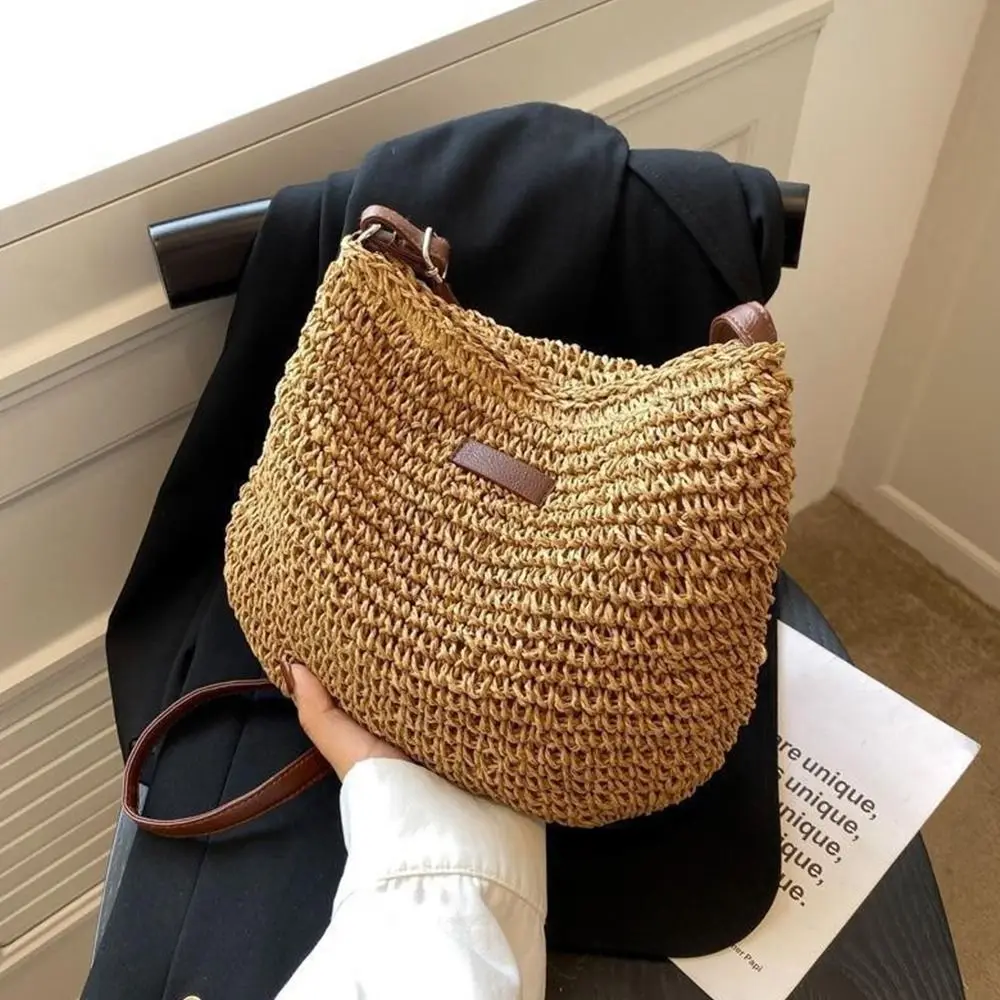 Side Handbags Women Handbag Beach Bag Shoulder Bags Straw Woven Bag Straw Knitted Purses