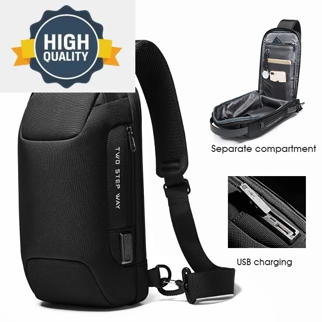 Waterproof BANGE Men's USB Oxford Crossbody Bag Anti-theft Shoulder Sling Multifunction Travel Messenger Chest Pack For Male