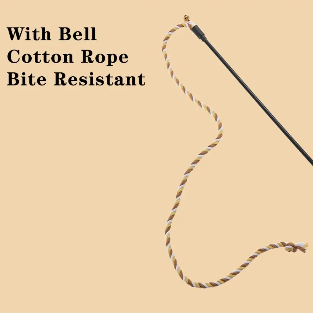 Multi-functional with Bell Cat Wand Bite Resistant Interactive Play Cat Wand Cotton Rope Pet Chew Rope Adult Cat