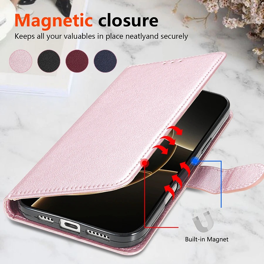 

Кошелек с отделениями для карт, классический стильный кожаный чехол с магнитной откидной крышкой для iPhone 17 Air 17 Pro Max, противоударная сумка для карт