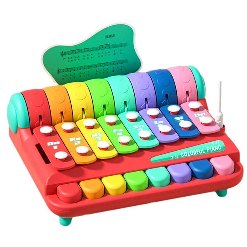 

ABVE-Children's Piano Toys Hand Percussion Instruments 2-In-1 Percussion Instrument Puzzle Hand Tapping Piano