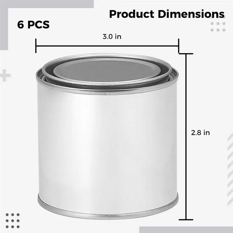 6PCS Metal Paint Cans Empty Unlined Paint Cans With Lids 1/2 Pint Metal Paint Pails For Crafts DIY Project Multipurpose Storage