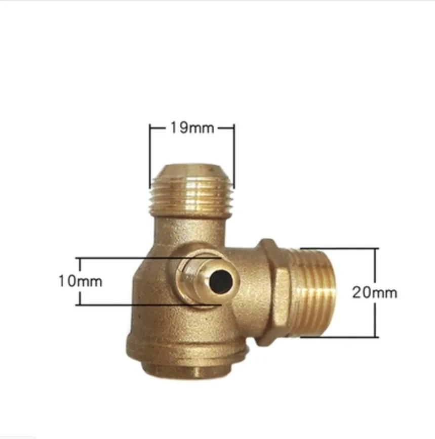 3 Way Brass Air Compressor Check Valve Gold ToneThreaded Check Valve Connector Tool 1pc - Image 3