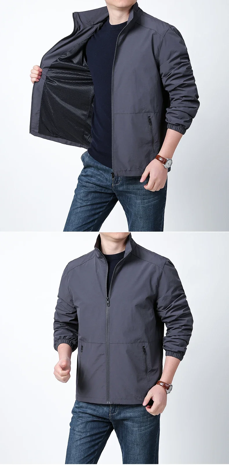 Men's Lightweight Packable Windbreaker Jacket 100% Polyamide Nylon Breathable Outdoor Sports Sun Protection Coat 2026