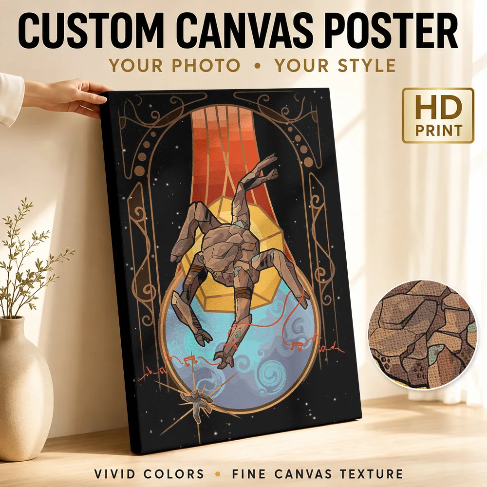 Cosmic Dancer and Robot Canvas Print Poster Custom Photo Modern Aesthetic Wall Art for Living Room Bedroom Decor Ready to Hang