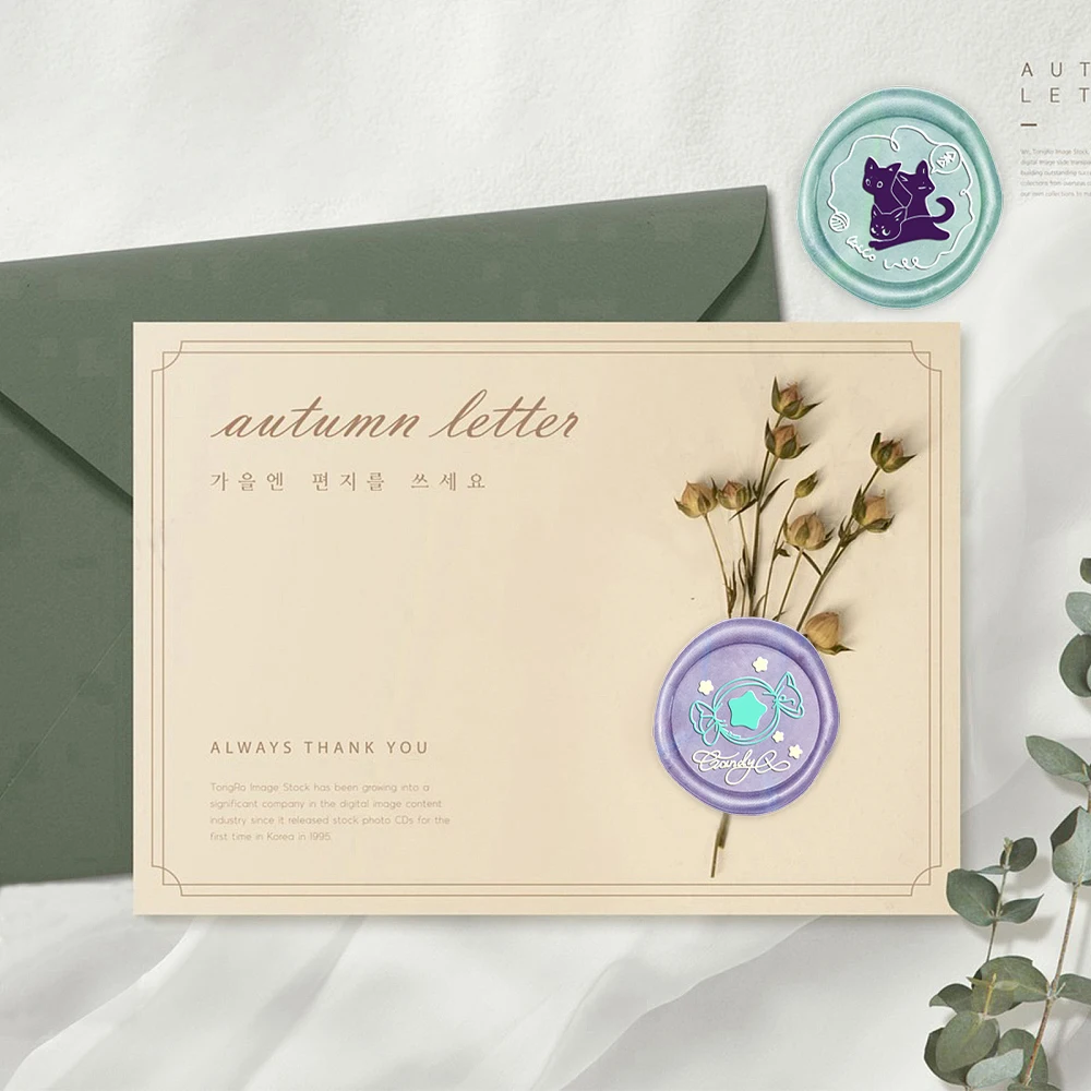 Flower & Clouds, Ginkgo Leaf,Candy Wax Seal Stamps Interchangeable Brass Stamp Heads for Decorating Gifts and Greeting Cards