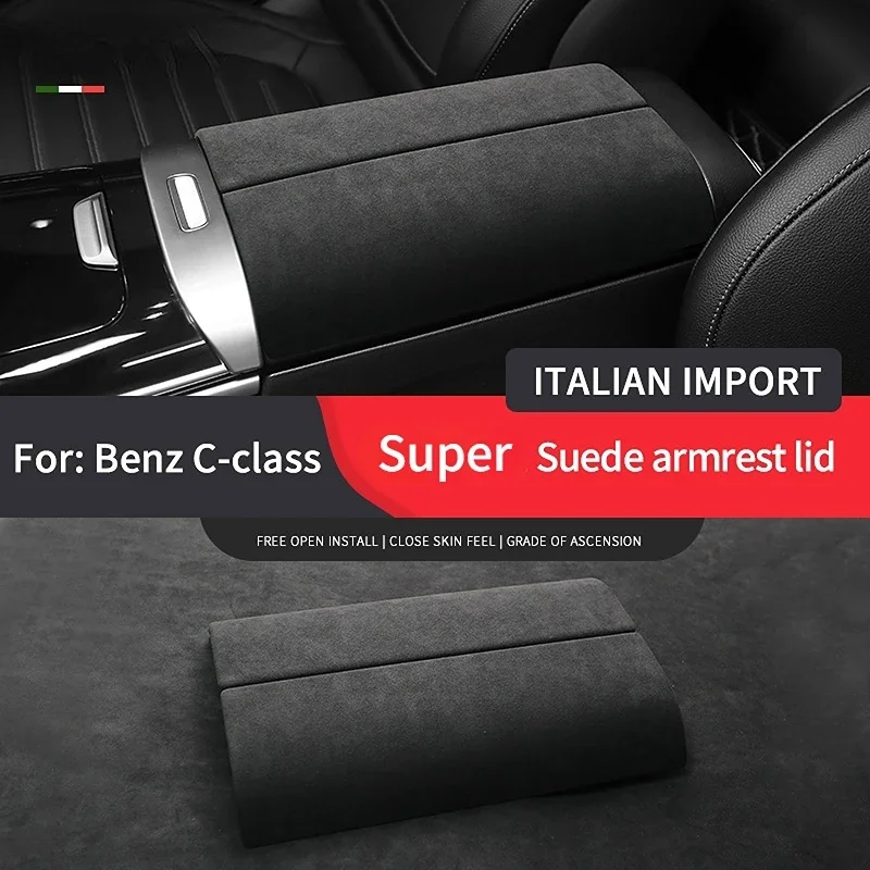 

For Mercedes Benz C class W206 S206 X206 2022 2023 2024 Car Center Console Armrest Cover Super Suede Interior Accessory