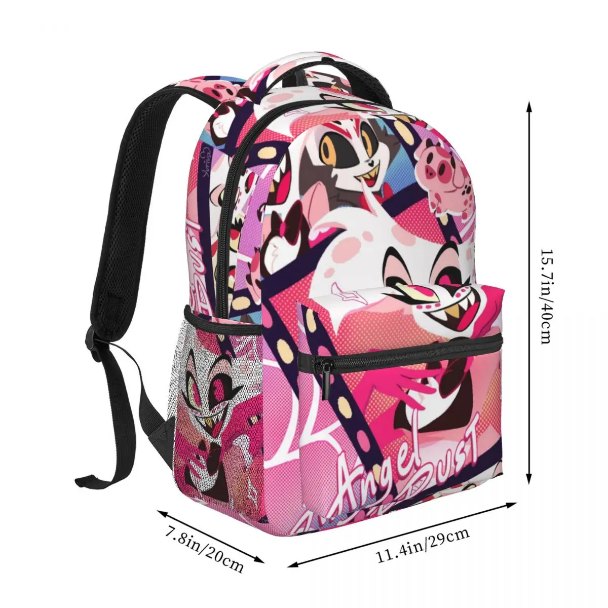 Hazbin-Hotel Helluva Boss Angel Dust For Girls Boys Large Capacity Student Backpack Lightweight waterproof Backpack 17in