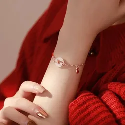 NEW European S925 Sterling silver Red Rope Koi Carp Bracelet Chain For Women Birthday Party Gift Jewelry