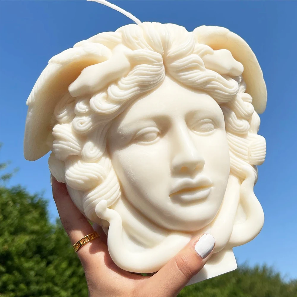 Medusa Head Candle Silicone Mold DIY Greek Sculpture Body Face Snake Hair Figure Wax Molds Making Aromath Soap Mould Home Decor