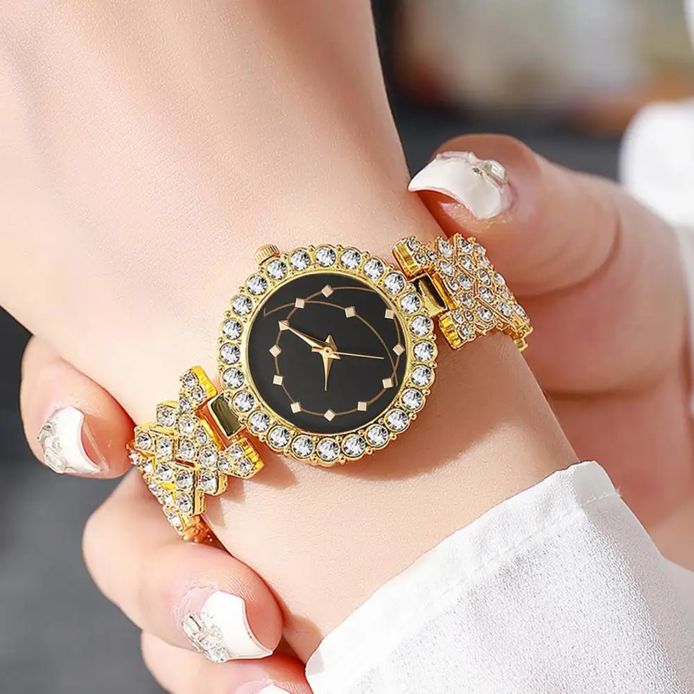 Ladies Quartz Watch, Rhinestone Small Dial Slim Bracelet Free Adjustable Quartz Watch
