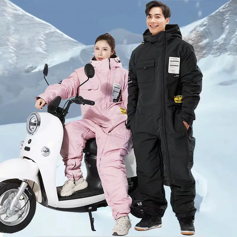 Winter Warm Motorcycle Jacket Windproof Suit Snow-proof One-piece Garment Electric Vehicle Windbreaker Skiing Riding Clothing