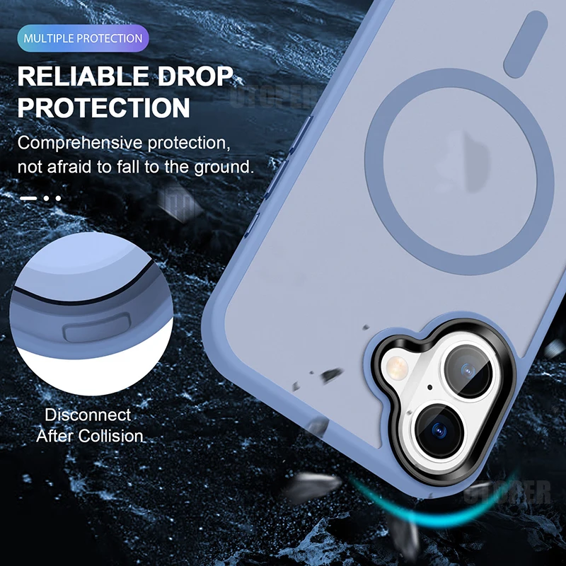 جراب هاتف فاخر شفاف يعمل باللمس الناعم ، صقيع ، Magsafe ، مغناطيسي ، غطاء حماية صلب ، آيفون 16 بلس ، 15 ، 14 ، 13 ، 12 ، 11 برو ، جديد