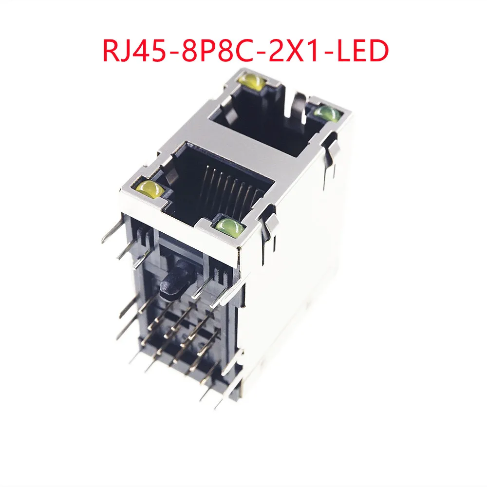 2 5 20 50 Pcs RJ45 1 2 4 8 16 Port Shielded Modular PCB Led Jack 8P8C Right Angle Through Hole Pcb Network Connector SIDE ENTRY