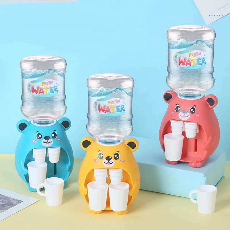 Mini Little Bear Outlet Water Dispenser Simulated Kitchen Toy For Children Gift Cartoon Water Juice Milk Drinking Fountain Prop