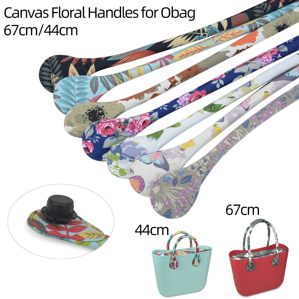 

New 1 pair Floral Short Long Round Canvas Handles O bag straps for Obag Classic Mini handle replacements