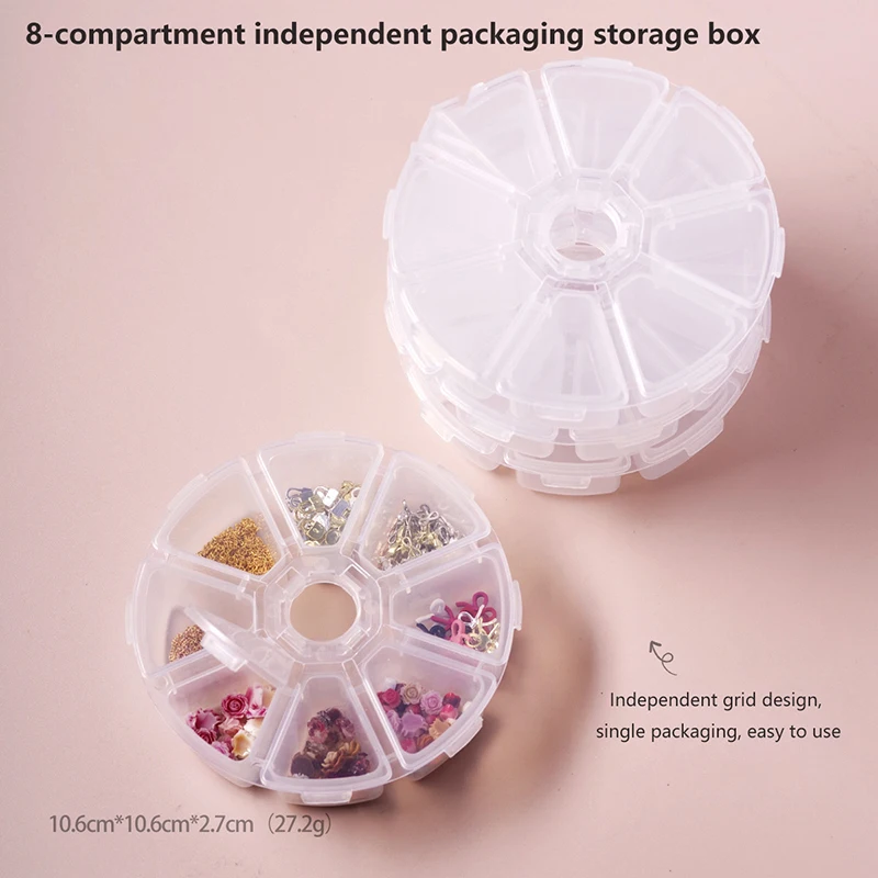 8 Grids Adjustable Nail Jewelry Decoration Storage Box Case Independent Bead Pill Holder With Cover Storage Tool