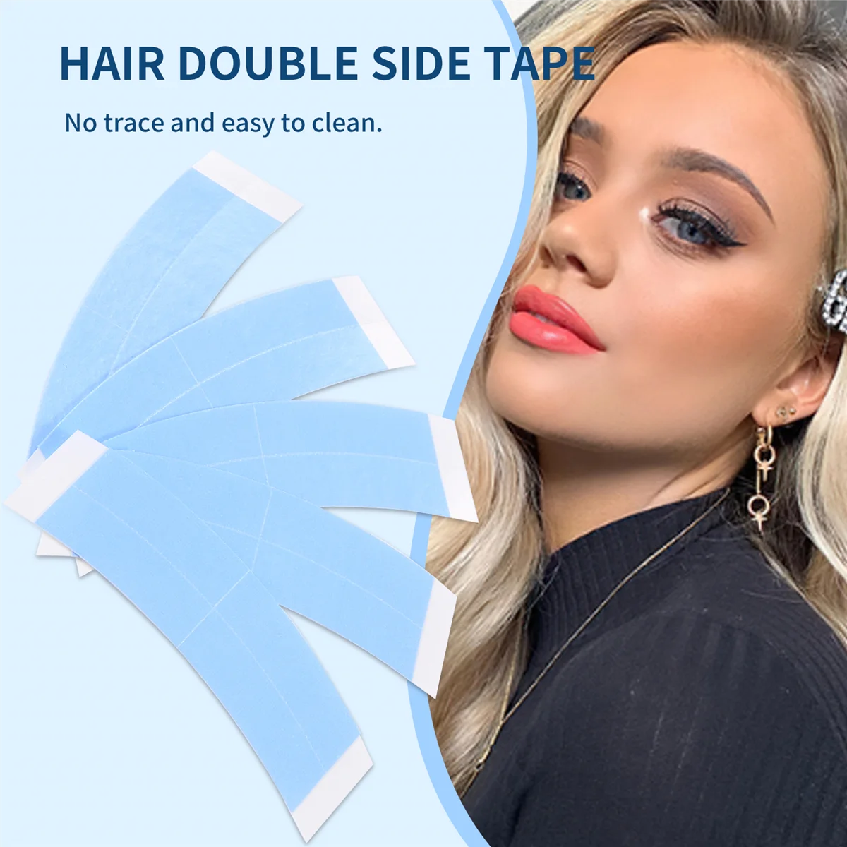 

36Pc/Lot Blue Fixed Double Tape Wig Adhesive Extended Hair Tape Waterproof for Toupee Lace Wig Film with Slitting Line
