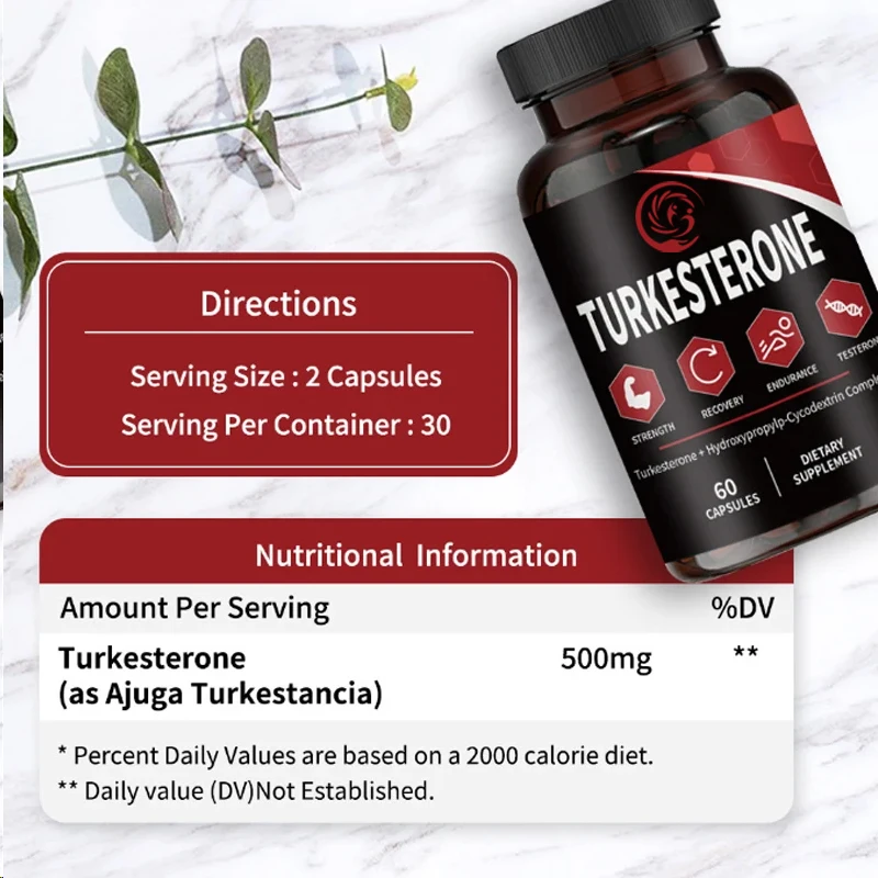 Turkesterone supplement for exercise performance and muscle mass, 60 capsules image 3