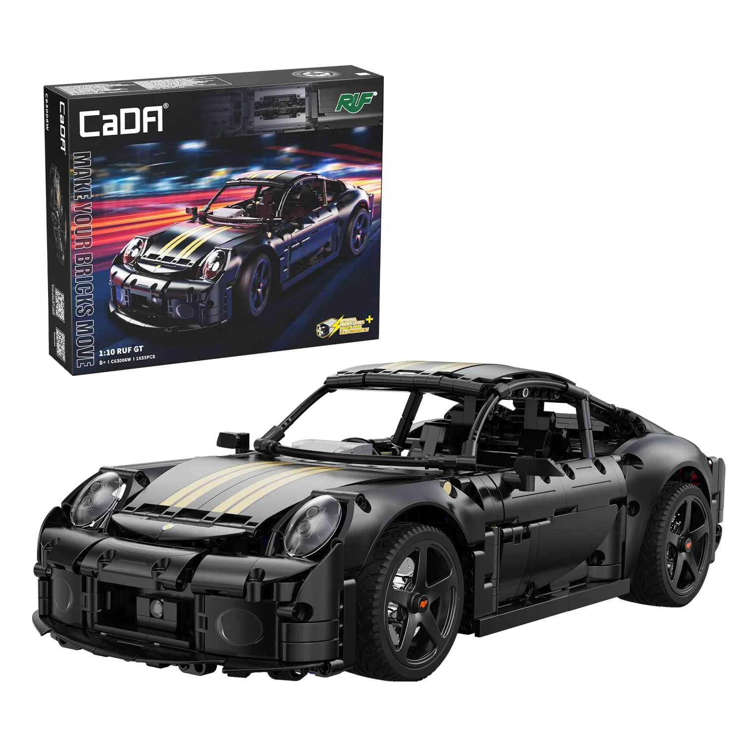 

Cada 1655Pcs 1:10 New 2024 RC Classic Germany 2019 Sports Car LED Building Blocks City Remote Control Racing Car Bricks Toys Boy