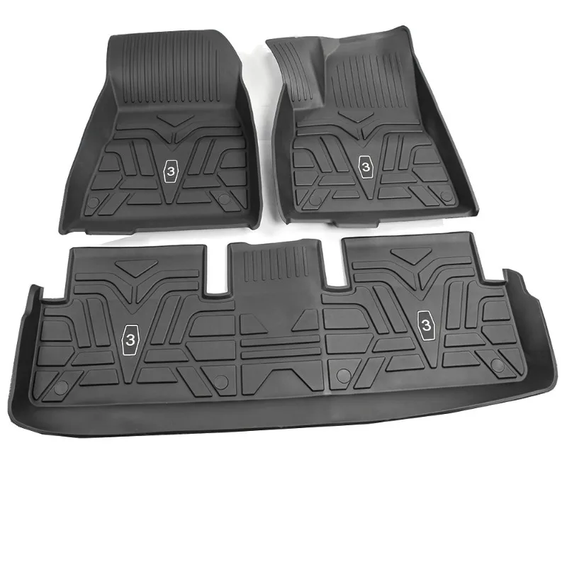 Suitable for Tesla Model 3/Y single-layer left-hand drive floor mats, all-weather TPE automotive modification dust mats